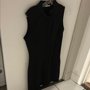 Theory Black Sheath Mini Dress Mock Neck Sleeveless
